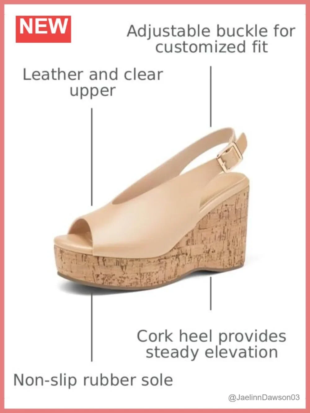 Women's Platform Wedge Sandals Peep Toe Slingback Faux Leather Cork Heels